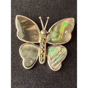 Vintage abalone shell butterfly pendant, made of sterling silver 925 from China